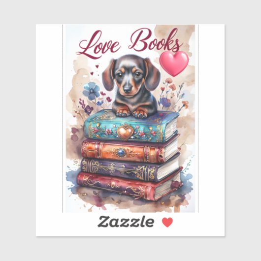 Cute Dog and Books Stickers Dog Stickers (Vel)