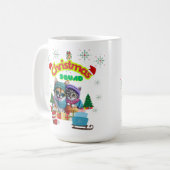 Cute dog and cat Christmas squad design  Coffee Mu Koffiemok (Voorkant links)