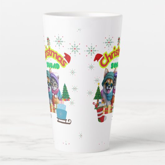 Cute dog and cat Christmas squad design  Latte Mok (Voorkant)