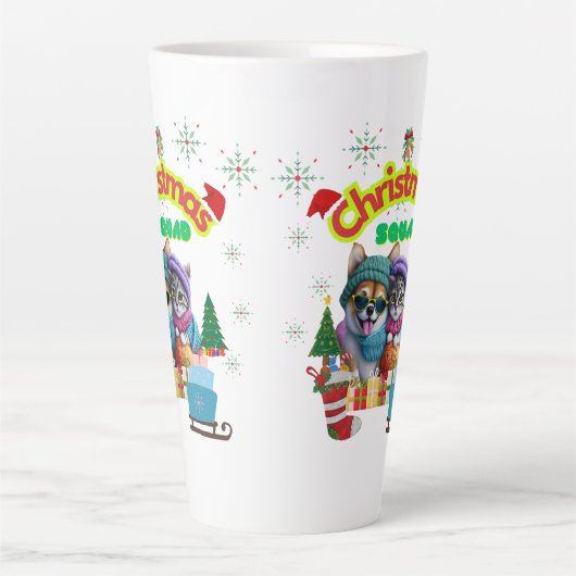 Cute dog and cat Christmas squad design  Latte Mok (Voorkant)