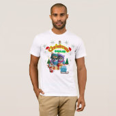 Cute dog and cat Christmas squad design  T-shirt (Voorkant volledig)