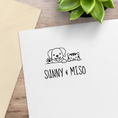 Cute Dog and Tabby Cat Custom Names Rubberstempel