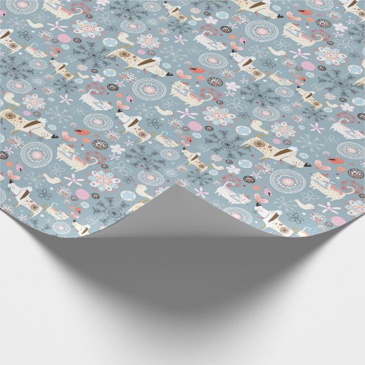 Cute Dog Art Giftwrapping Paper - Blue - Birthday Cadeaupapier (Hoek)