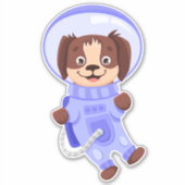 Cute Dog Astronaut Flying in Open Space in Suit Sticker (Voorkant)