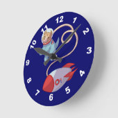 Cute Dog Astronaut Wall Clock Ronde Klok (Hoek)