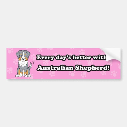 Cute Dog Australian Shepherd Bumpersticker (Voorkant)