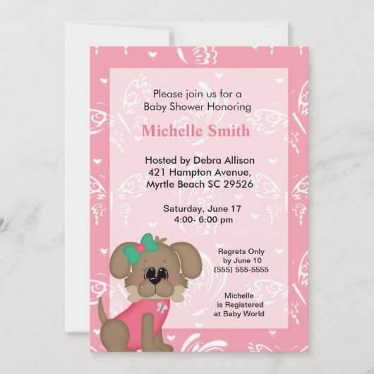 Cute Dog Baby Shower Invitations Kaart (Voorkant)