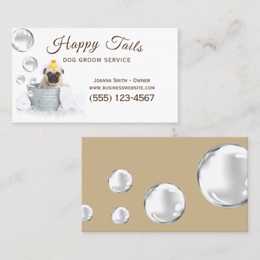 Cute Dog Bath Grooming Service Visitekaartje (Voorkant / Achterkant)