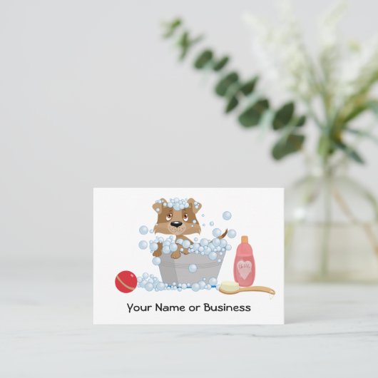 Cute Dog Bath Pet Grooming Puppy Visitekaartje (Staand voorkant)