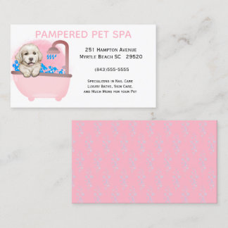 Cute Dog Bath Pink Pet Groomer Visitekaartje
