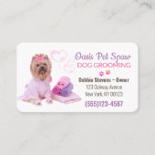Cute Dog Bathing Pet Grooming Service Visitekaartje (Voorkant)