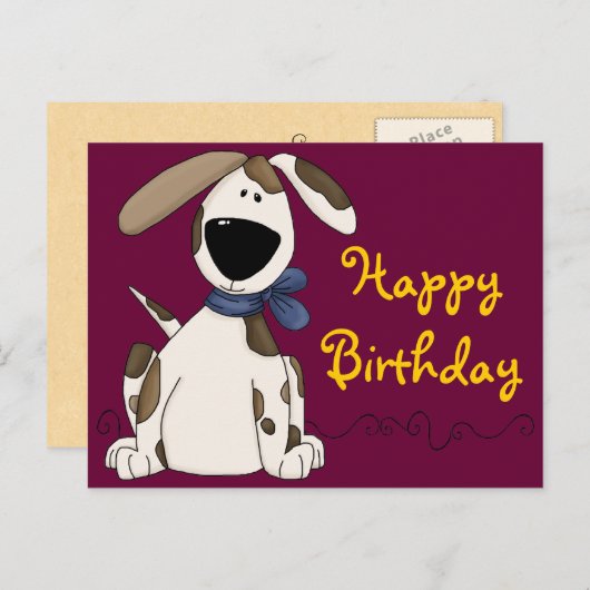 Cute Dog Birthday Briefkaart (Voorkant / Achterkant)