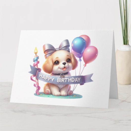 Cute Dog Birthday Card Kaart (Voorkant)