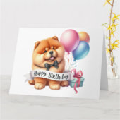 Cute Dog Birthday Card Kaart (Gele Bloem)