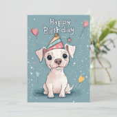 Cute Dog Birthday Party Kaart (Staand voorkant)