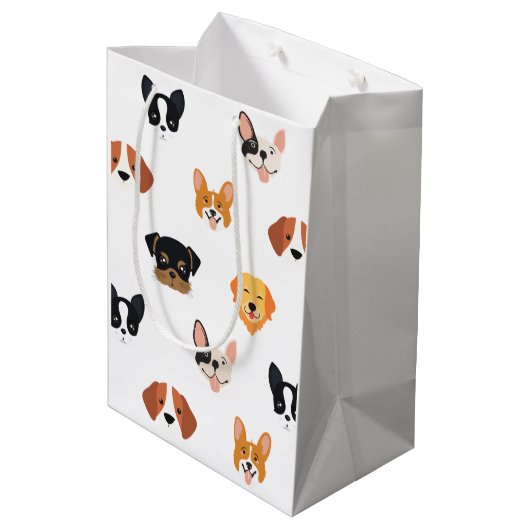 Cute Dog Birthday Party Medium Cadeauzakje (Achterkant Gekanteld)