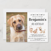 Cute Dog Birthday Party Puppy Custom Pet Photo Kaart (Voorkant)
