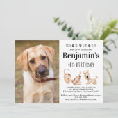Cute Dog Birthday Party Puppy Custom Pet Photo Kaart (Staand voorkant)