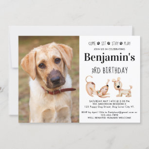 Cute Dog Birthday Party Puppy Custom Pet Photo Kaart