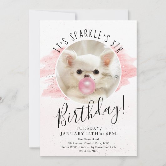 Cute Dog Birthday Party | Sparkle the Tiny Chi Kaart (Voorkant)