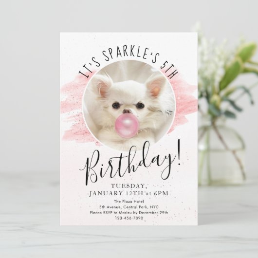 Cute Dog Birthday Party | Sparkle the Tiny Chi Kaart (Staand voorkant)