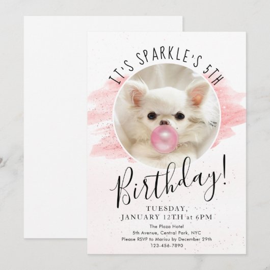 Cute Dog Birthday Party | Sparkle the Tiny Chi Kaart (Voorkant / Achterkant)