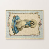 Cute Dog Blue Cushion reproductie Legpuzzel (Horizontaal)