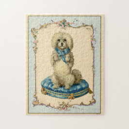 Cute Dog Blue Cushion reproductie Legpuzzel