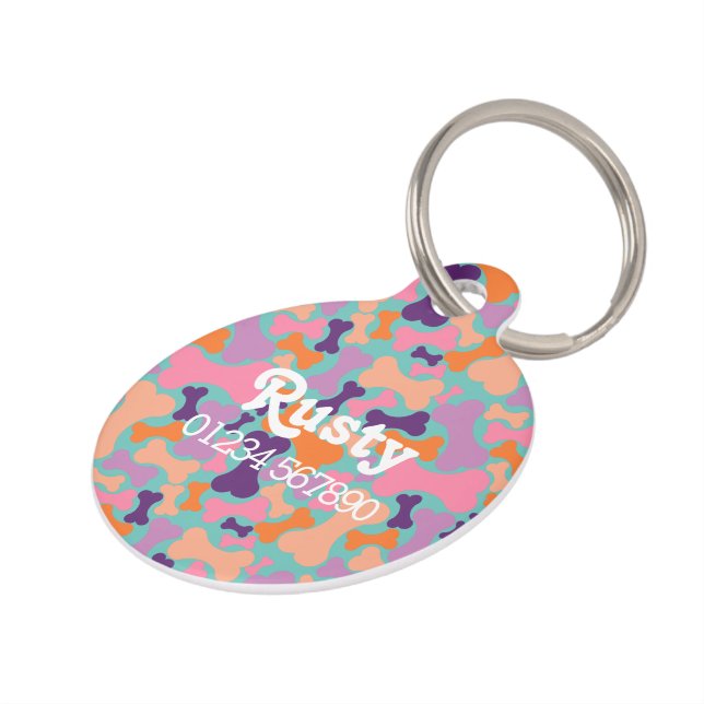 Cute dog bone motif pet ID label Huisdierpenning (Zijkant)