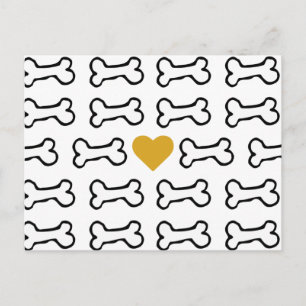 Cute Dog Bone w Heart of Gold Briefkaart