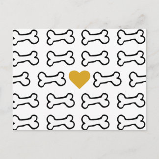 Cute Dog Bone w Heart of Gold Briefkaart