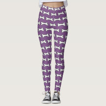 Cute Dog Botten Paarse en witte Leggings