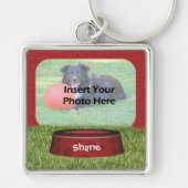 Cute Dog Bowl Design Pet Photo Sleutelhanger (Voorkant)