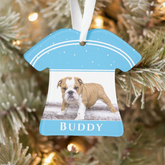 Cute Dog Bulldog Puppy Photo met kerstmis Ornament (Boom)