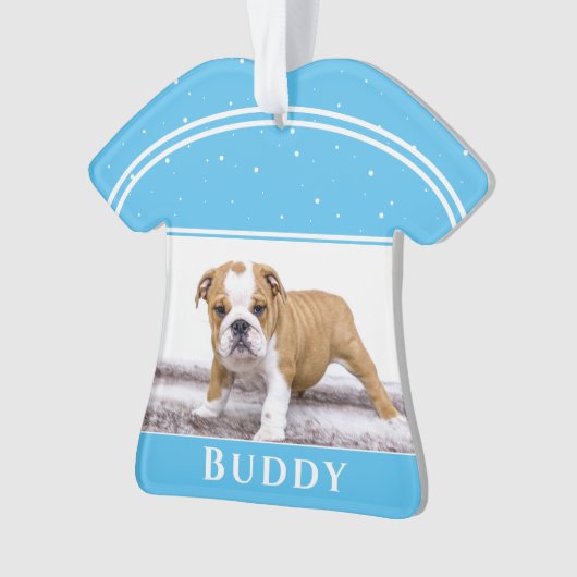 Cute Dog Bulldog Puppy Photo met kerstmis Ornament (voorkant)