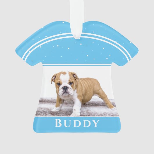 Cute Dog Bulldog Puppy Photo met kerstmis Ornament (achterkant)