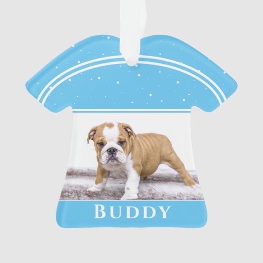 Cute Dog Bulldog Puppy Photo met kerstmis Ornament (voorkant)