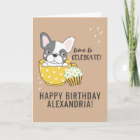 Cute Dog Cartoon Cupcake Candle Happy Birthday