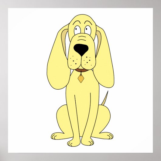 Cute Dog Cartoon. Gele hond. Poster (Voorkant)