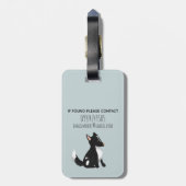 Cute Dog Cartoon met Flowers Kinder Bagagelabel (Achterkant verticaal)