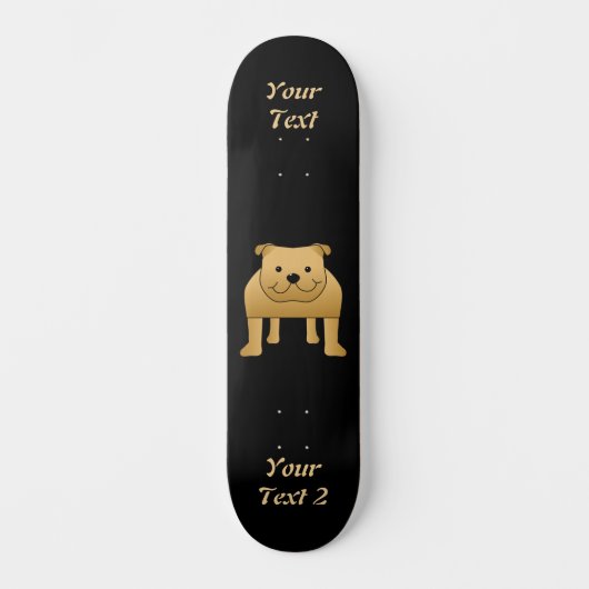 Cute Dog Cartoon. Red Bulldog. Persoonlijk Skateboard (Voorkant)