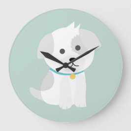 Cute Dog Cartoon Tekening Grote Klok
