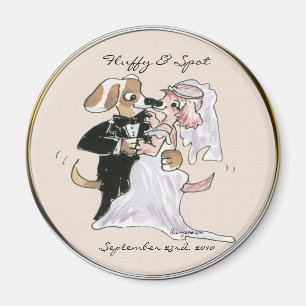 Cute Dog Cartoons Weddenschap Save the Date Magnet