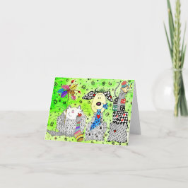 Cute Dog, Cat and Mouse Kerstmis Wenskaart Feestdagen Kaart