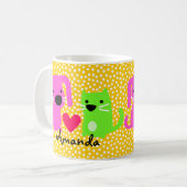 Cute Dog & Cat & Heart Koffiemok (Voorkant links)