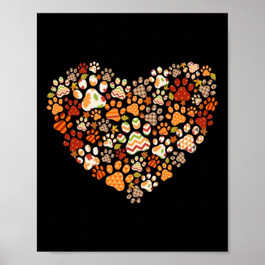 Cute Dog Cat Paw Print Pumpkin Autumn Leaf Herfst (Voorkant)