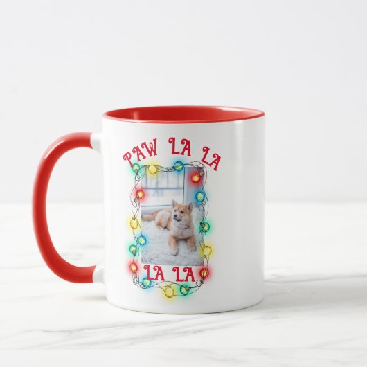 Cute Dog, Cat Pet Foto met Kerstmis Paw La La La L Mok (Links)