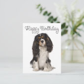 Cute Dog Cavalier King Charles Spaniel Birthday Briefkaart (Staand voorkant)