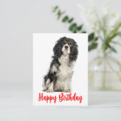 Cute Dog Cavalier King Charles Spaniel Birthday Po Briefkaart (Staand voorkant)