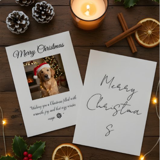 “Cute Dog Christmas Card – Santa Hat Holiday Greet Bedankkaart